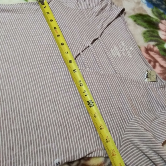 American Eagle Soft and Sexy Mauve and White Striped Bell Sleeve Shirt Small - Picture 5 of 11